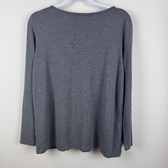 SOFT SURROUNDINGS V Neck Gray Top Shirt with Embellished Lace / Size Small - Picture 8 of 13